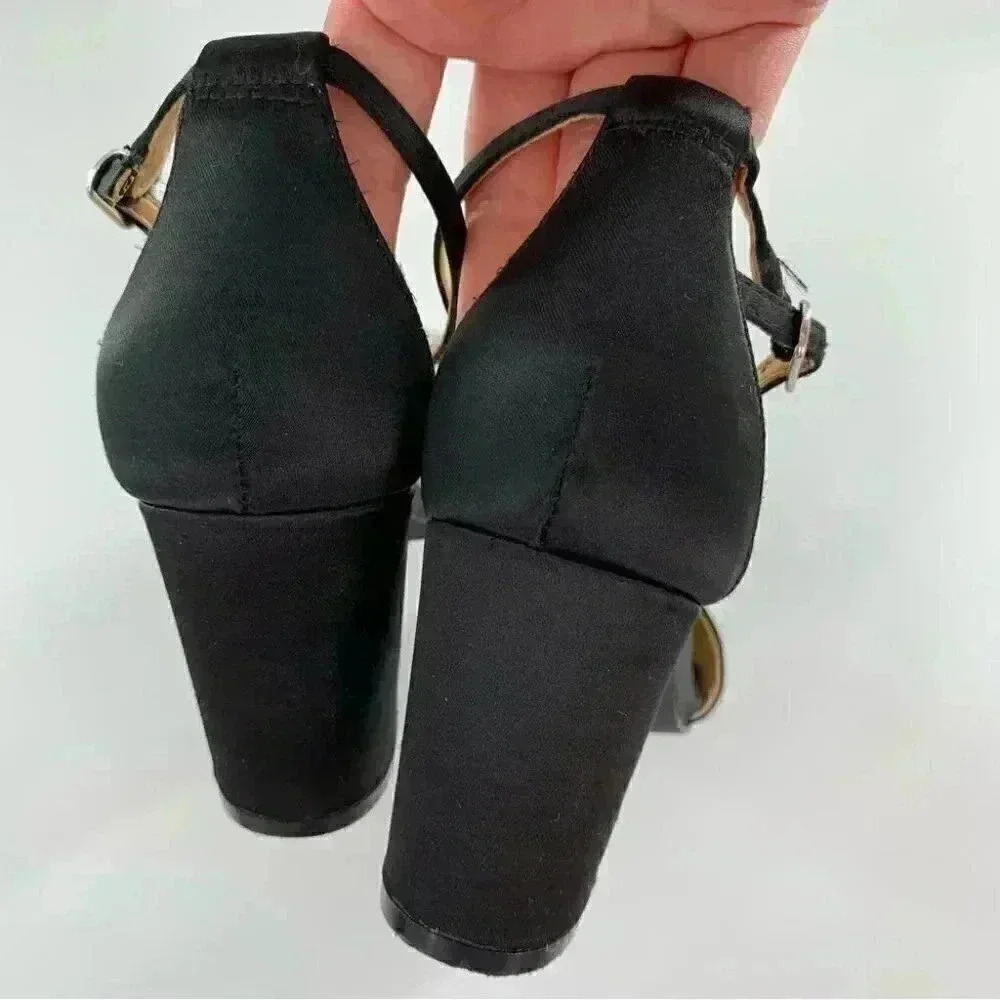 Badgley Mischka mark and James womens heels size 6.5 black satin formal party - Picture 12 of 13
